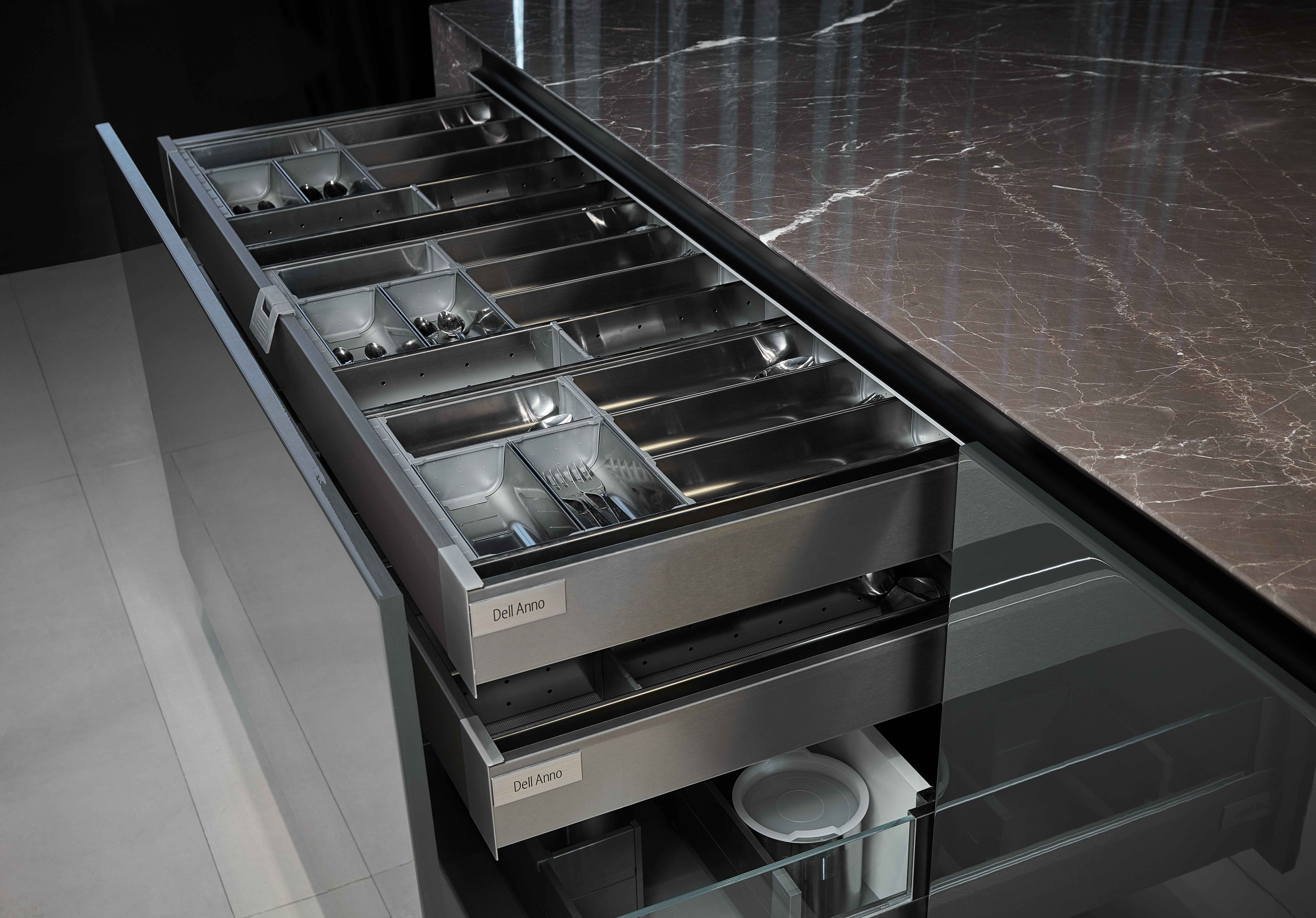 A close-up of mixed materials (marble and wood).