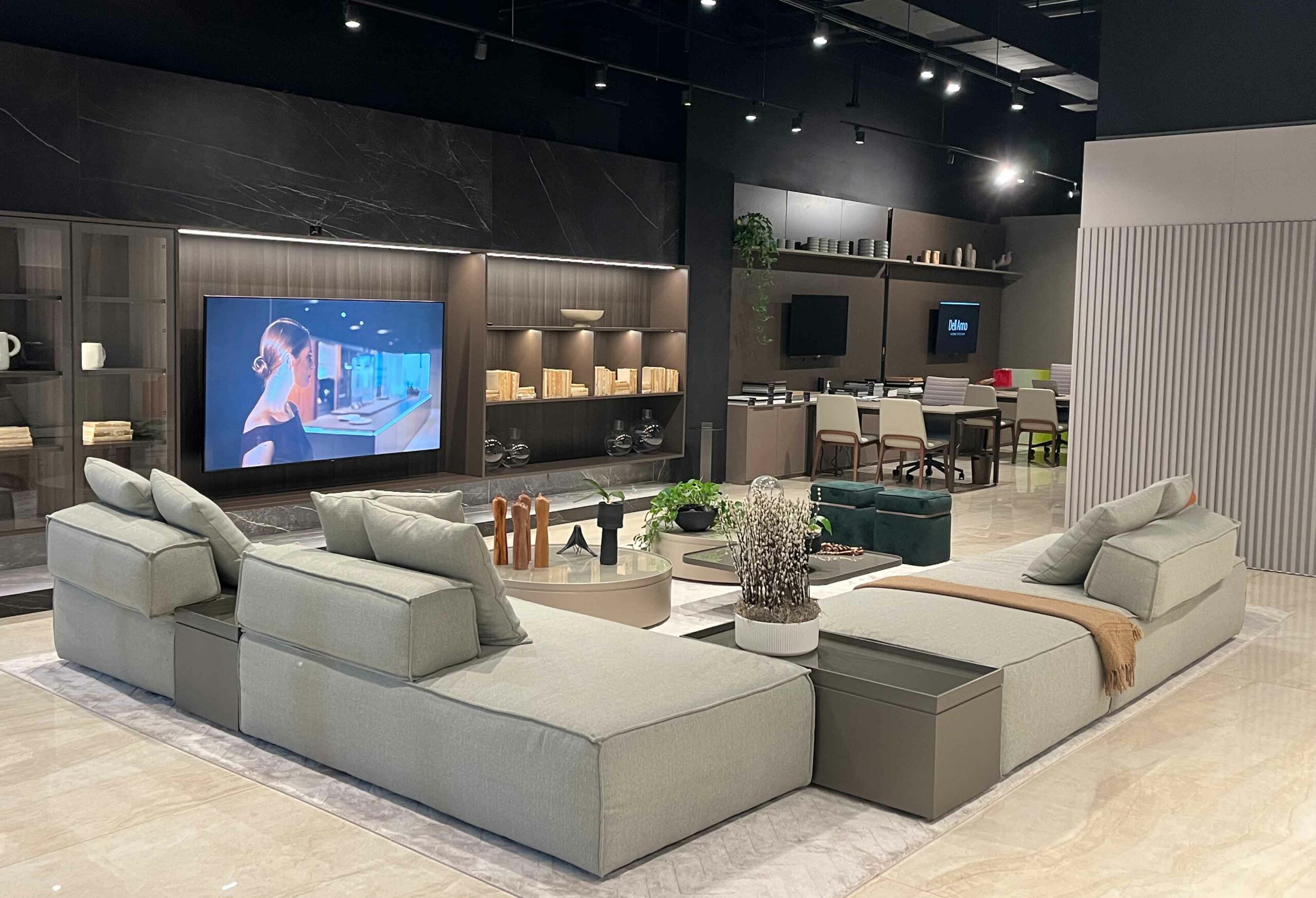 Custom modern wall unit open concept living room Irvine